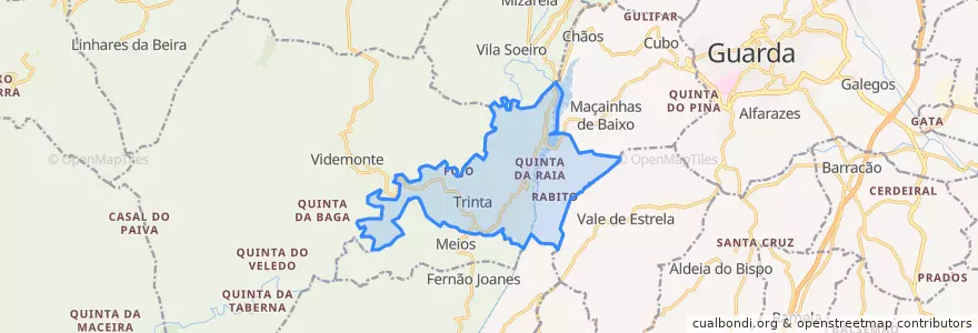 Mapa de ubicacion de União de freguesias de Corujeira e Trinta.
