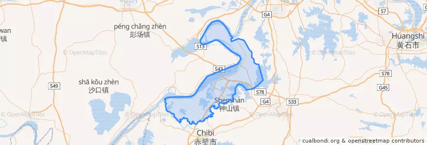 Mapa de ubicacion de 嘉鱼县.
