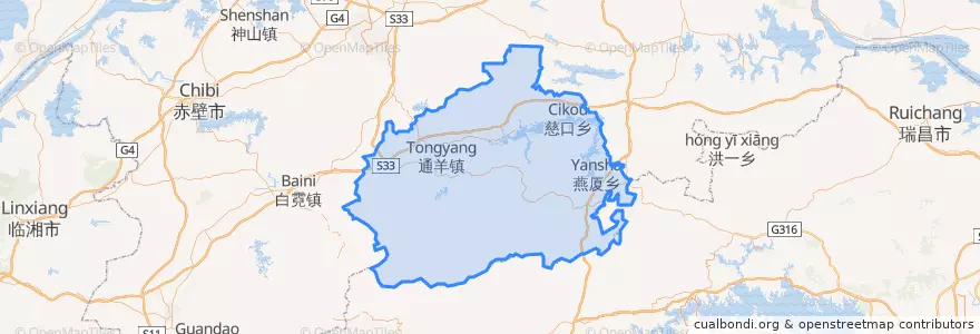 Mapa de ubicacion de Tongshan County.