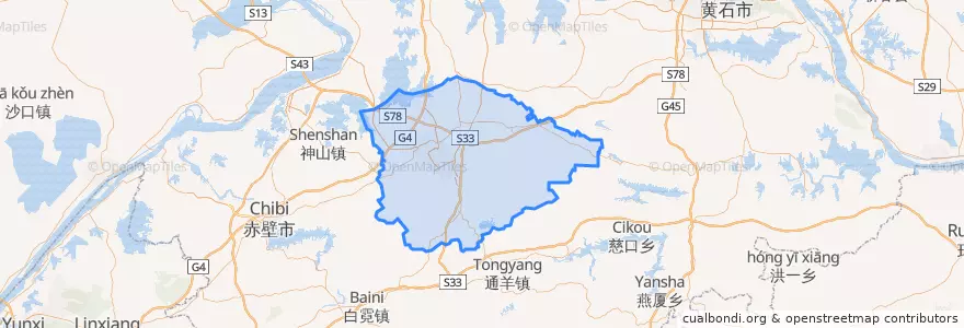 Mapa de ubicacion de 咸安区.