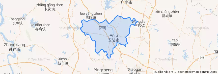 Mapa de ubicacion de 安陆市.