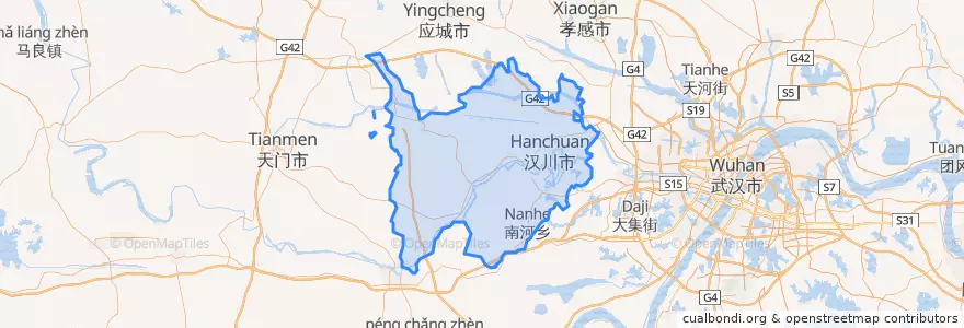 Mapa de ubicacion de 汉川市.