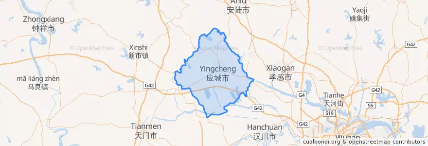 Mapa de ubicacion de Yingcheng City.