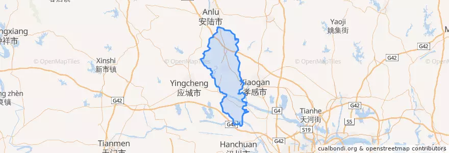 Mapa de ubicacion de Yunmeng County.