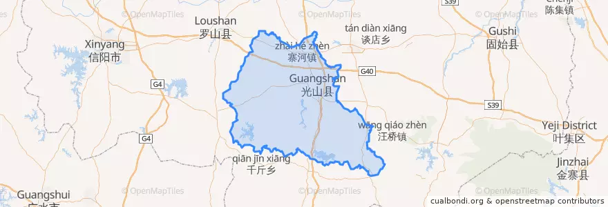 Mapa de ubicacion de Guangshan County.