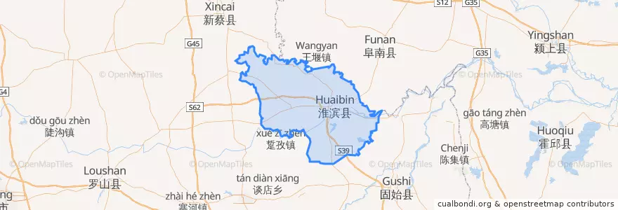 Mapa de ubicacion de Huaibin County.