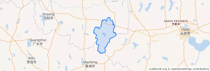 Mapa de ubicacion de Shangcheng County.