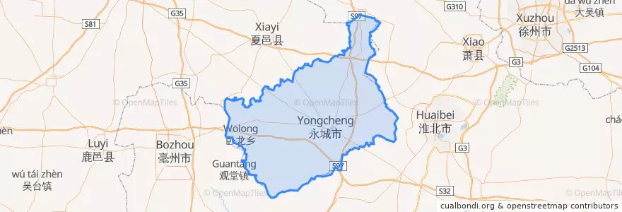 Mapa de ubicacion de 永城市.