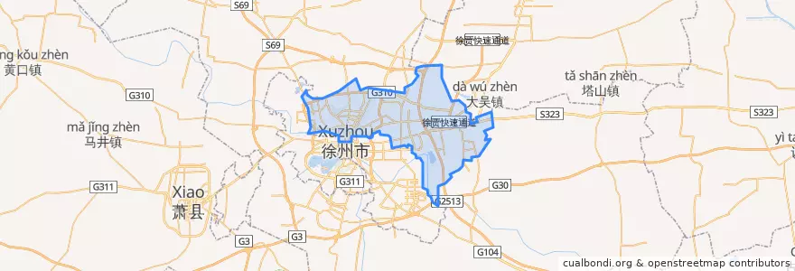 Mapa de ubicacion de 鼓楼区 (Gulou).