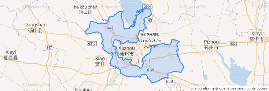 Mapa de ubicacion de 铜山区 (Tongshan).