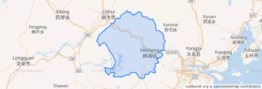 Mapa de ubicacion de 青田县 (Qingtian).