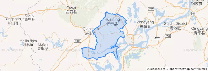 Mapa de ubicacion de 怀宁县 (Huaining).