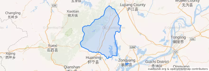 Mapa de ubicacion de 桐城市 (Tongcheng).
