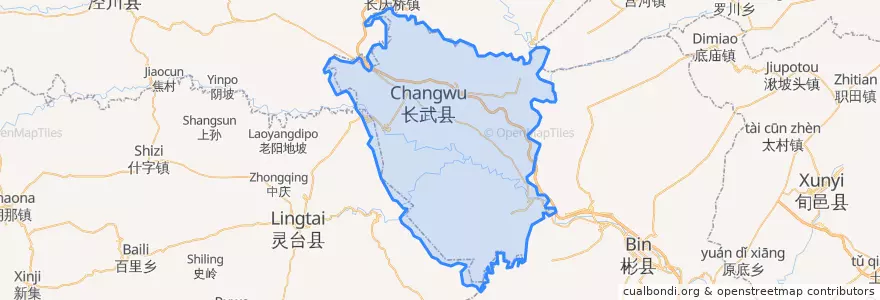 Mapa de ubicacion de 长武县 (Changwu).