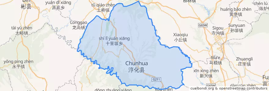 Mapa de ubicacion de Chunhua County.