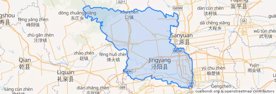 Mapa de ubicacion de 泾阳县 (Jingyang).