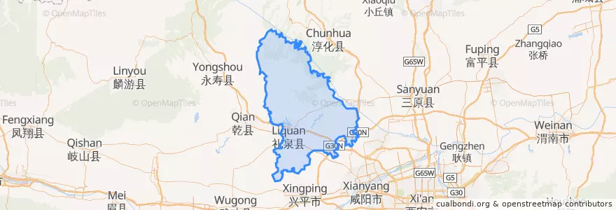 Mapa de ubicacion de 礼泉县 (Liquan).