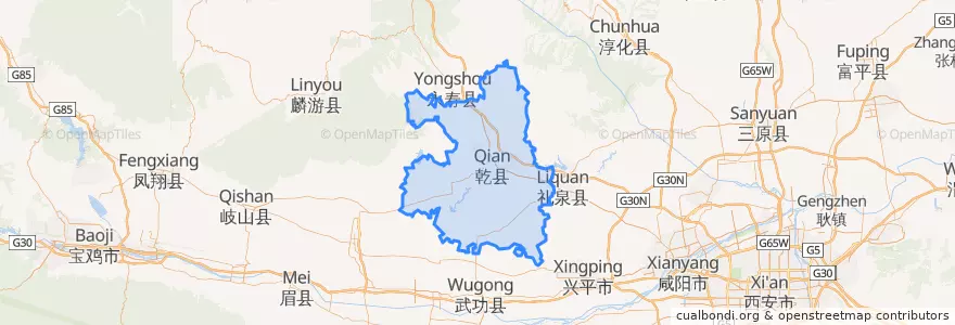 Mapa de ubicacion de 乾县 (Qian).