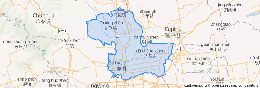 Mapa de ubicacion de Sanyuan County.