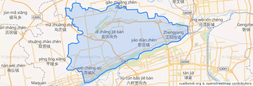 Mapa de ubicacion de 渭城区 (Weicheng).