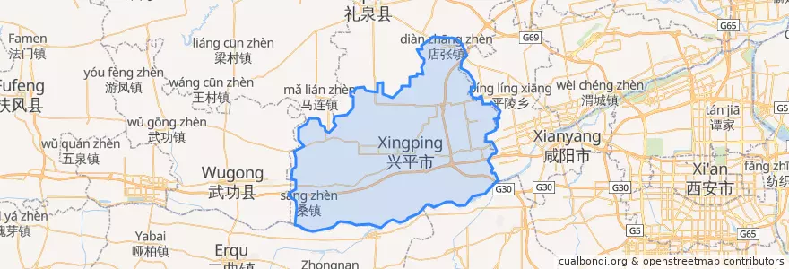 Mapa de ubicacion de 兴平市 (Xingping).