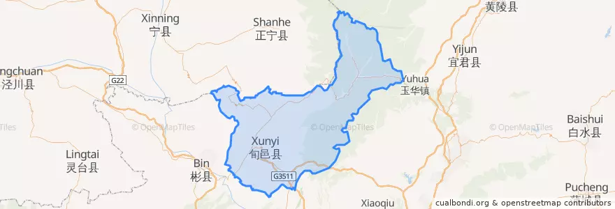 Mapa de ubicacion de Xunyi County.
