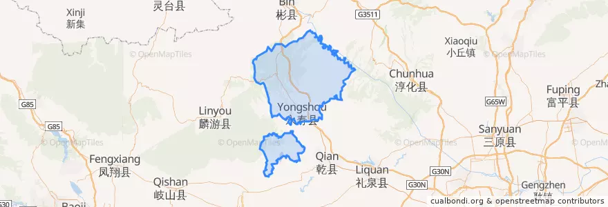 Mapa de ubicacion de Yongshou County.