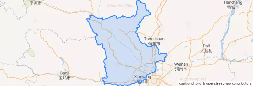 Mapa de ubicacion de 咸阳市 / Xianyang.