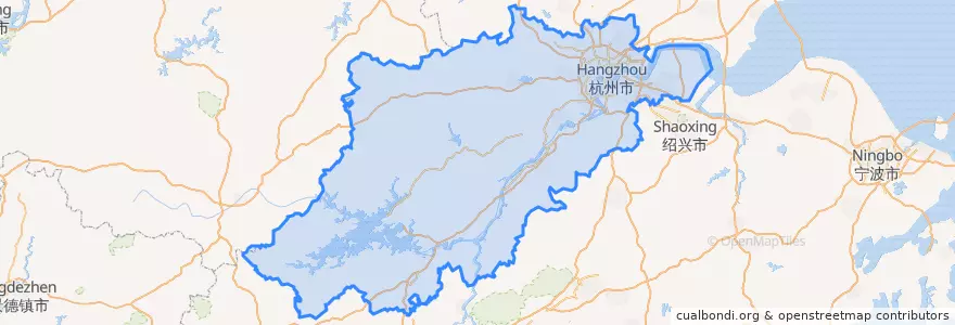 Mapa de ubicacion de Hangzhou City.