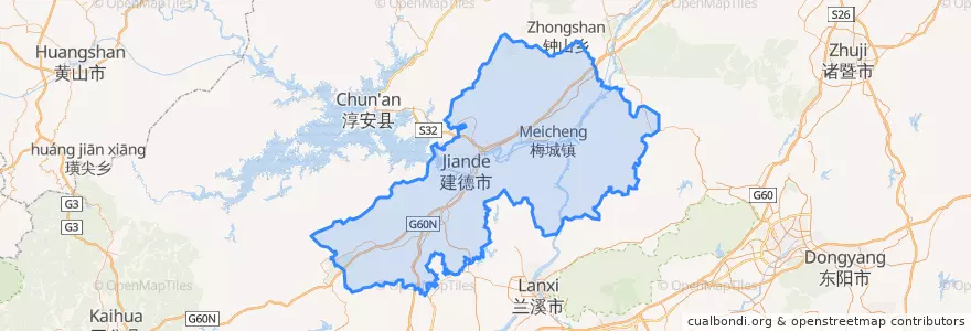 Mapa de ubicacion de 建德市.