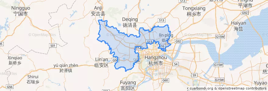 Mapa de ubicacion de Yuhang District.