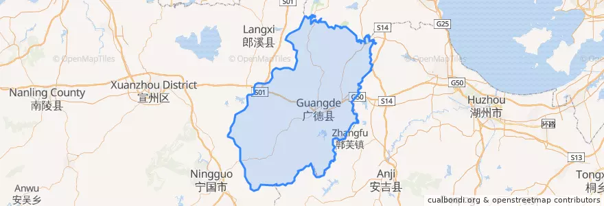 Mapa de ubicacion de 广德市.