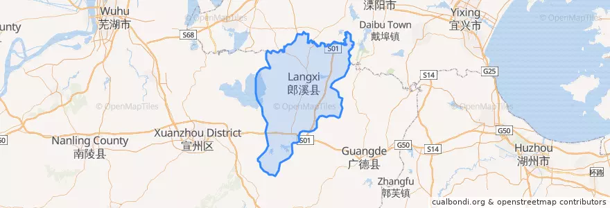 Mapa de ubicacion de 郎溪县 (Langxi).