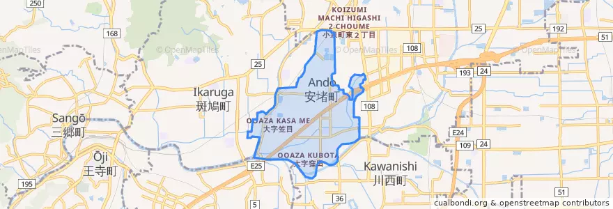 Mapa de ubicacion de 安堵町.