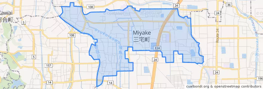 Mapa de ubicacion de 三宅町.