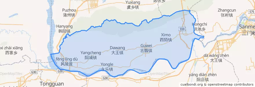 Mapa de ubicacion de 芮城县.
