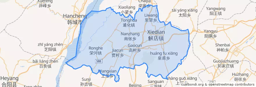 Mapa de ubicacion de 万荣县.