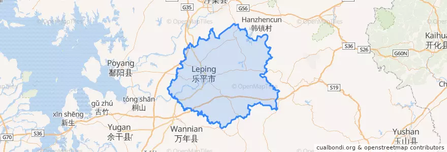 Mapa de ubicacion de 乐平市 (Leping).
