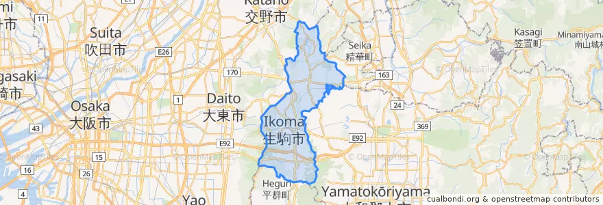 Mapa de ubicacion de 生駒市.