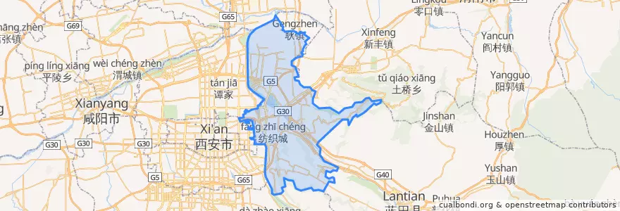 Mapa de ubicacion de 灞桥区 (Baqiao).