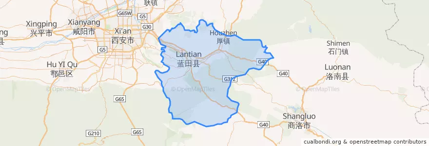 Mapa de ubicacion de 蓝田县 (Lantian).