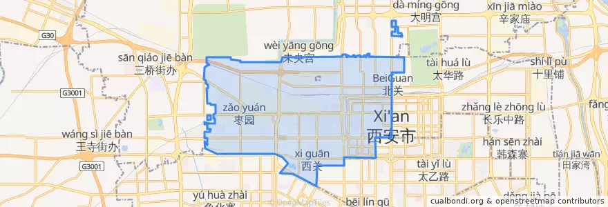 Mapa de ubicacion de 莲湖区 (Lianhu).
