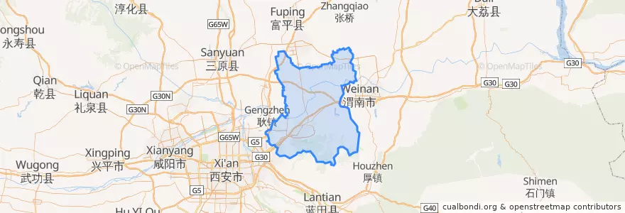 Mapa de ubicacion de 临潼区 (Chang'an).