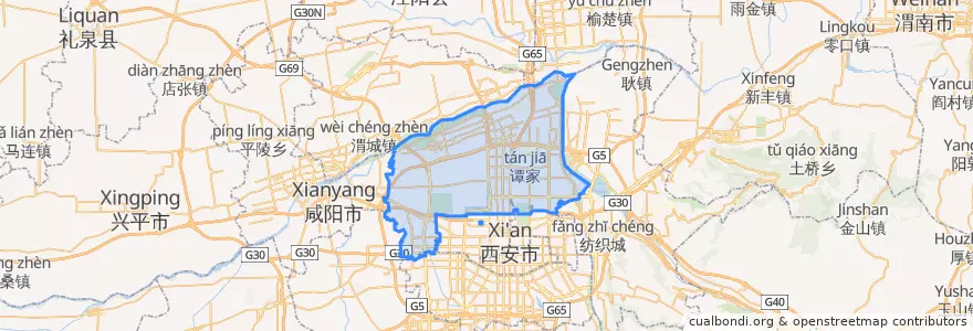 Mapa de ubicacion de Weiyang District.