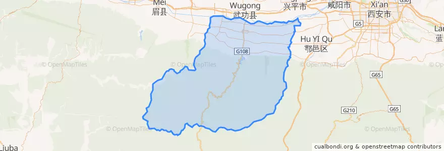 Mapa de ubicacion de Zhouzhi County.