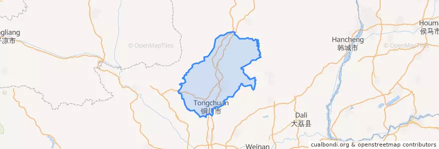 Mapa de ubicacion de 铜川市.
