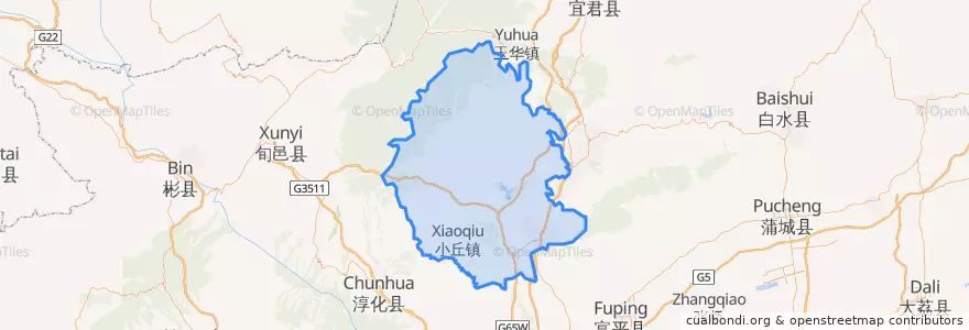 Mapa de ubicacion de 耀州区 (Yaozhou).