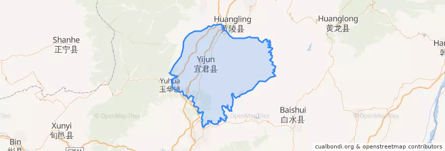 Mapa de ubicacion de 宜君县 (Yijun).