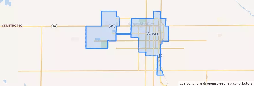 Mapa de ubicacion de Wasco.