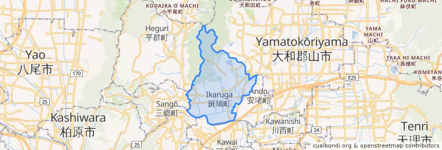 Mapa de ubicacion de 斑鳩町.